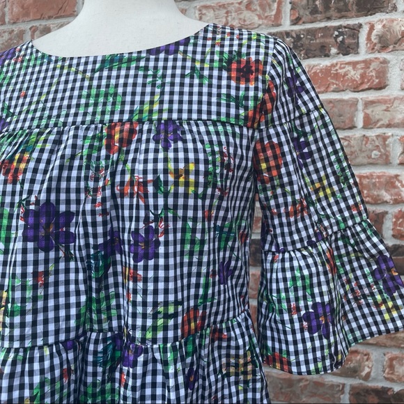 NWT Romeo & Juliet Couture black and white gingham and floral minidress / S - Picture 5 of 16